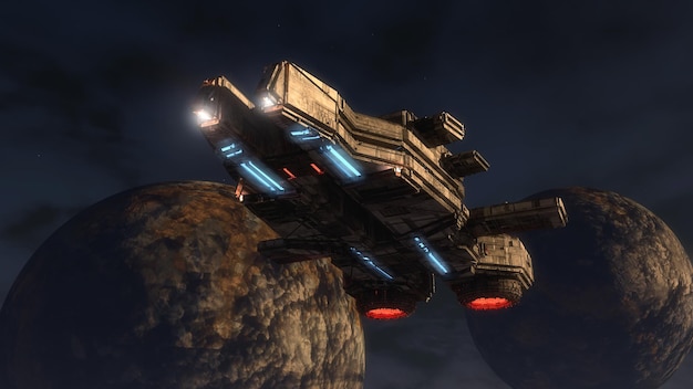 3d render futuristic spaceship concept