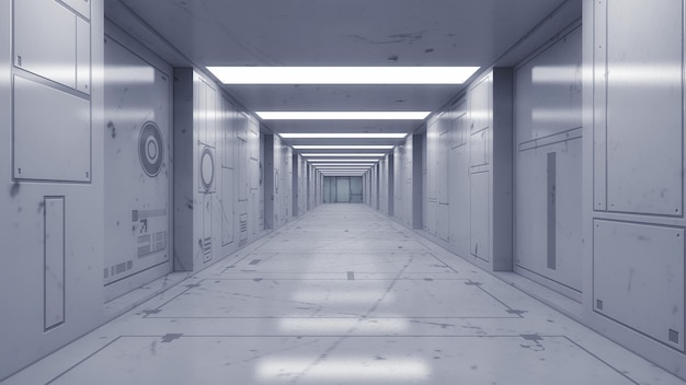 3d render Futuristische interieur corridor architectuur