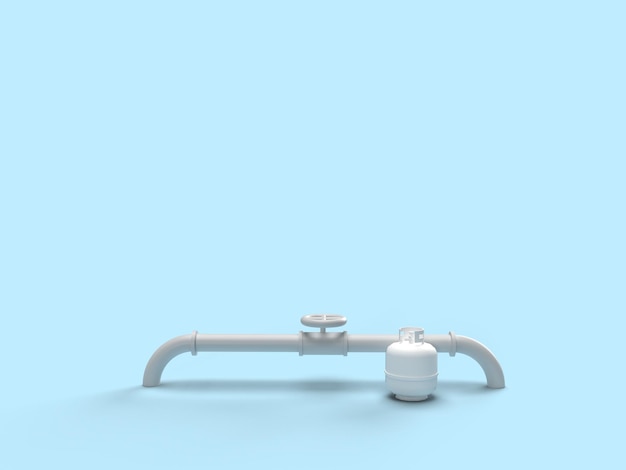 3d render gas pipeline with gas cylinder in a minimalist style Growth in gas prices Blue background