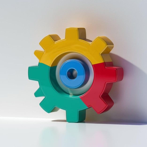 3D render of a gear wheel in a cartoon style