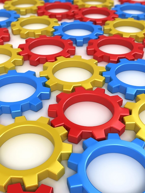 3d render Gears Colorful (depth of field)