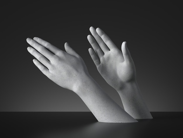 Foto 3d render gebarentaal mannequin handen gebaar