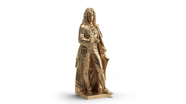 3D render geïsoleerd buste goud Elegante gouden sculptuur van een man