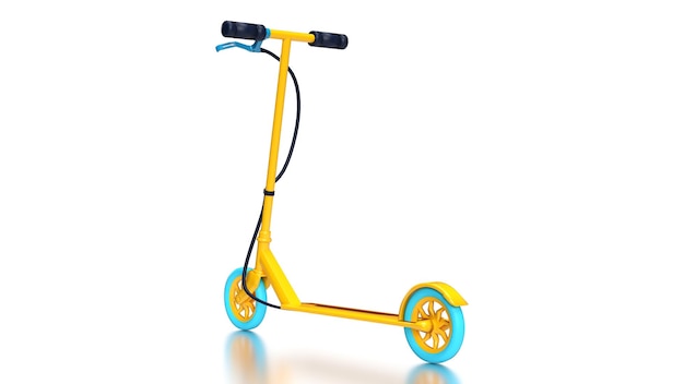 3D render gele scooter geïsoleerde achtergrond