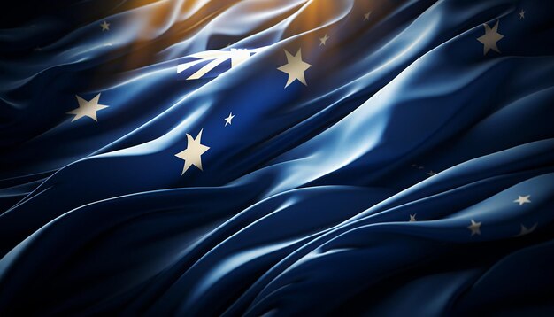 3D レンダリング オーストラリアの国旗をゆっくりと振る