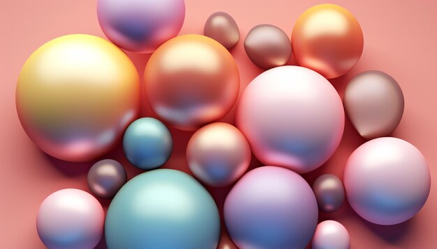 3D render of geometric shapes spheres with gentle pastel colours