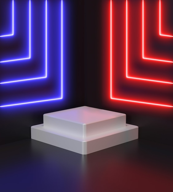 3D визуализация геометрическая, светящиеся линии, туннель