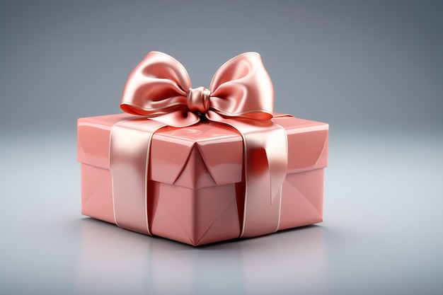 3d render gift box with ribbon present blank background