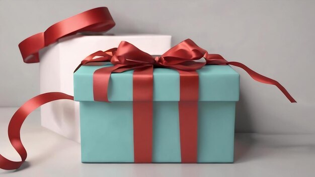 3d render gift box with ribbon present package