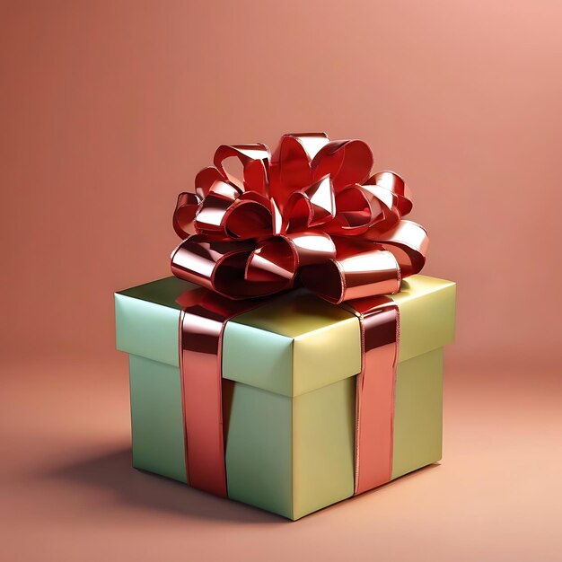 3d render gift box with ribbon present package