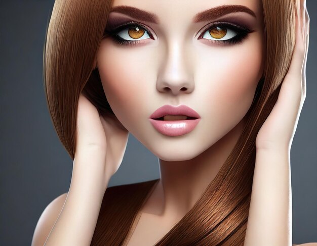 3d render of girl holding her head beautiful creative makeup