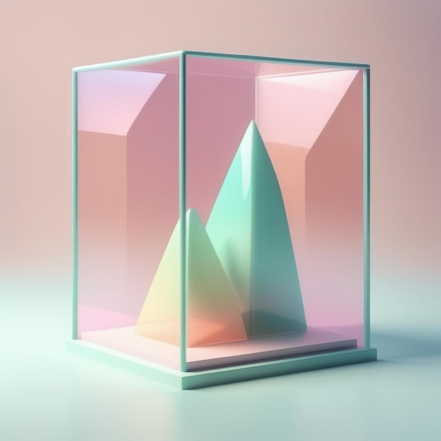 Photo 3d render of a glass podium on a pastel color background minimal concept abstract geometric b