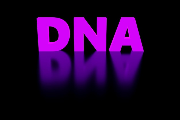 3d render Glass purple DNA symbol on black background Simple minimalism concept