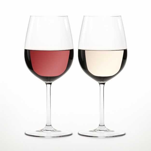 3d render glasses with white and red wine isolated generative ai