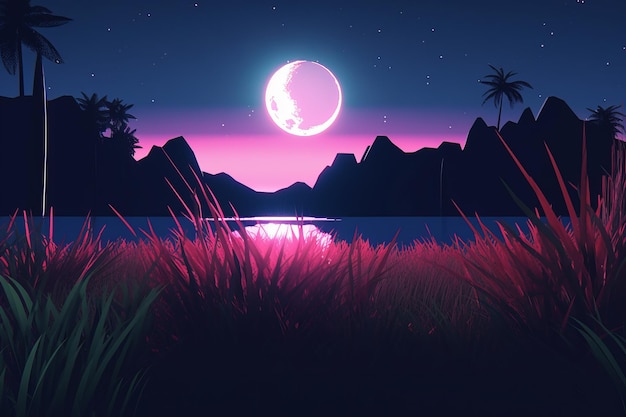 3D Render of a Glimmering Midnight Summer Background