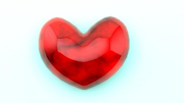 Foto 3d render glossy hart love voor bruiloftsachtergrond