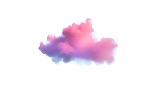 Foto rendering 3d luminoso colorato nuvola morbida isolata su sfondo bianco fenomeno atmosferico di cumulo soffice elemento artistico di clip del cielo realistico generare ai