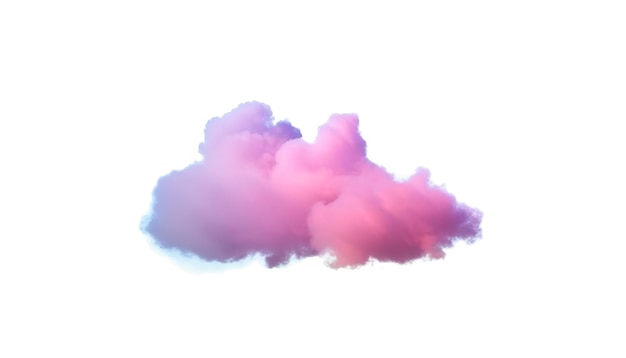 3d render glowing colorful soft cloud isolated on white background Fluffy cumulus atmosphere phenomenon Realistic sky clip art element generate ai