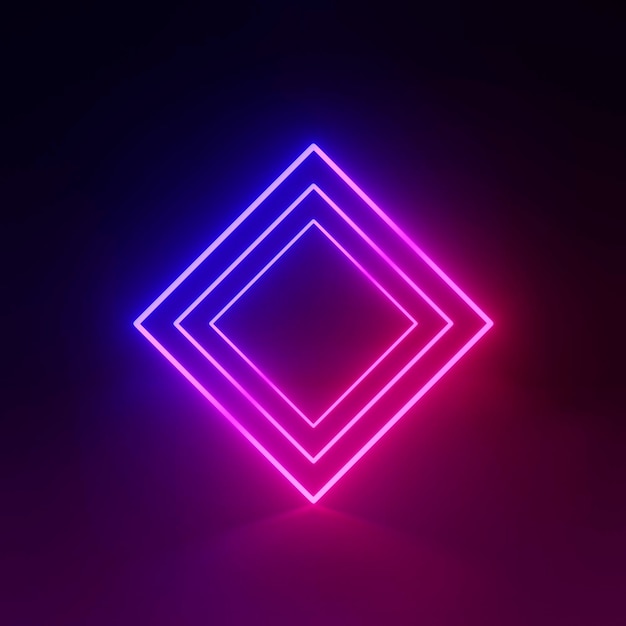 Photo 3d render glowing lines tunnel neon lights virtual reality abstract background square portal arch pink blue spectrum vibrant colors laser show