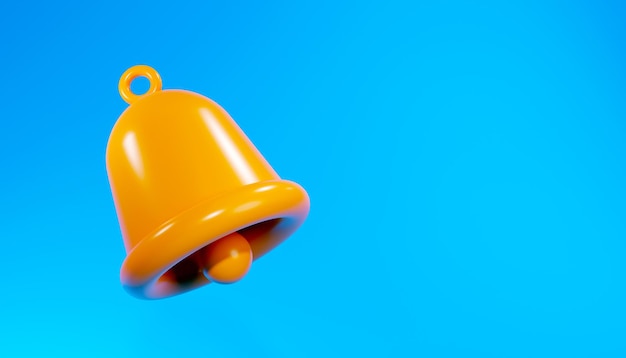 Photo 3d render of gold bell icon