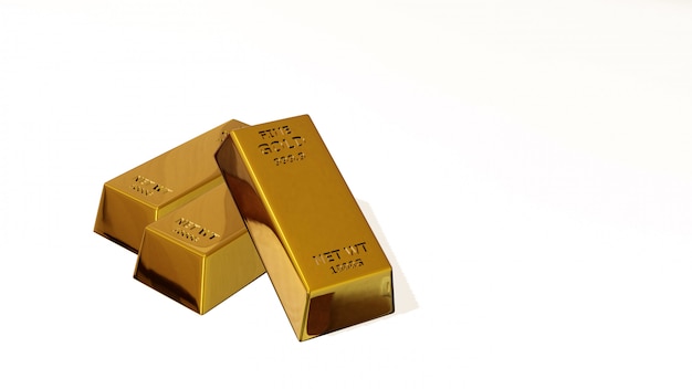 3d render of gold brick gold bar Financial concept