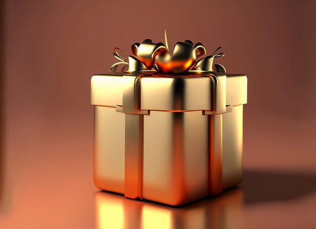 3d render of gold Christmas gift box ball