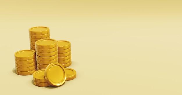 3D Render Gold Coin with Gold Background