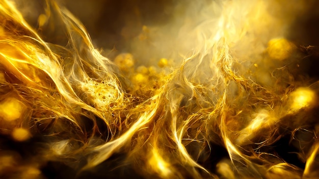 3D render gold fire abstract background with soft glowing backdrop texture for christmas, valentine