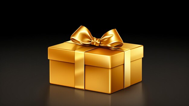 3d render of a gold gift box with bow