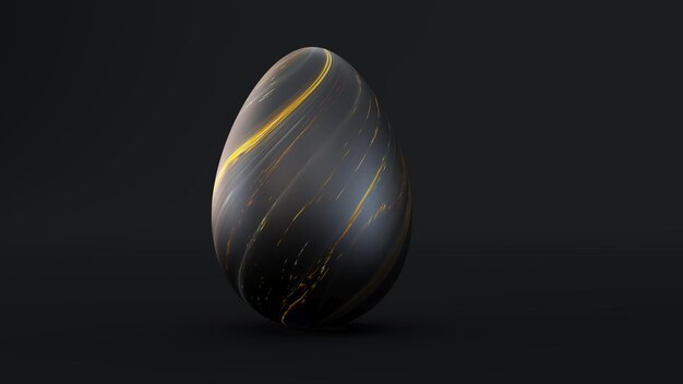 3D рендеринг золотого роскошного пасхального яйца, изолированного на черном