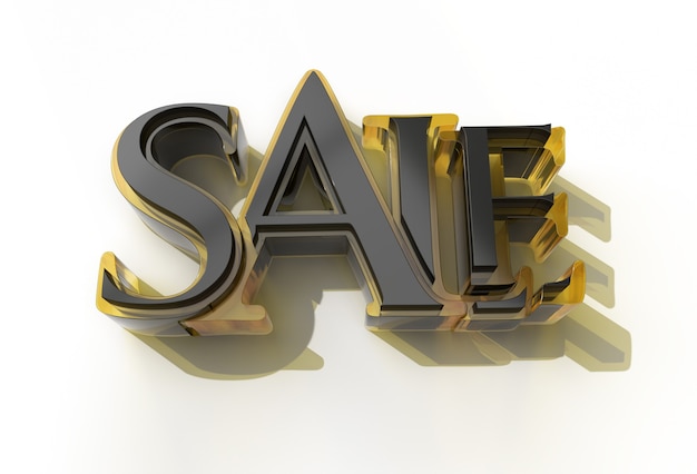 3D Render Gold Sale Text - Pen Tool Created Clipping Path Included in JPEG Easy to Composite.