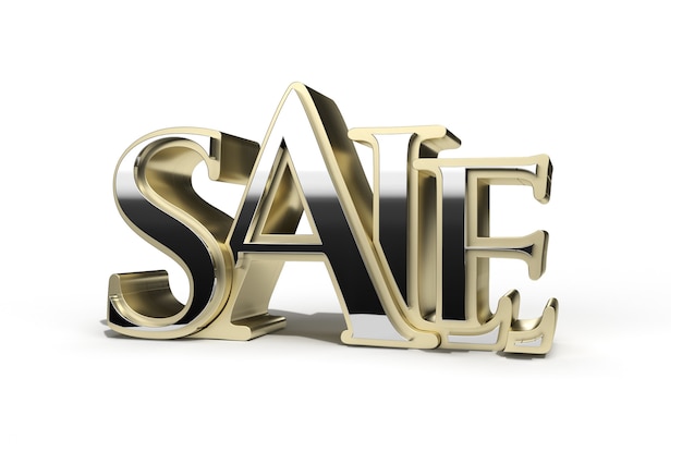 3d render gold sale text - tracciato di ritaglio creato dallo strumento penna incluso in jpeg facile da comporre.