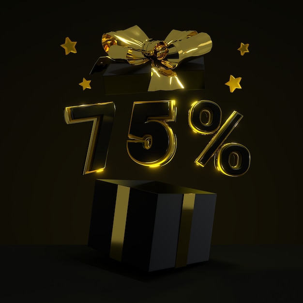 3d render gold seventy five percent