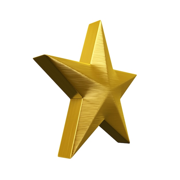 Фото 3d рендеринг gold star (изолированный на белом и обтравочном контуре)