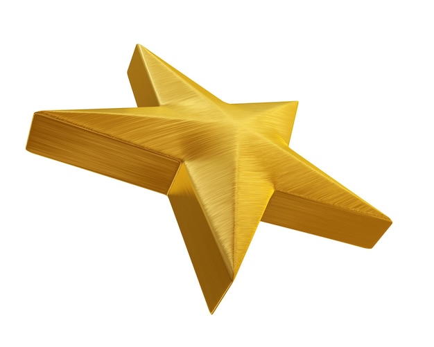 3d render Gold Star (isolated on white and clipping path)