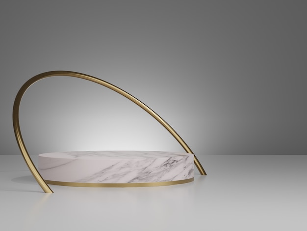 3d render of gold and white marble pedestal