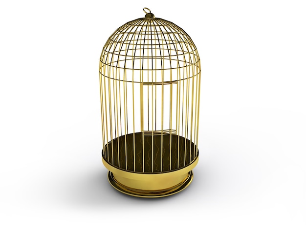 3d render of a golden birdcage