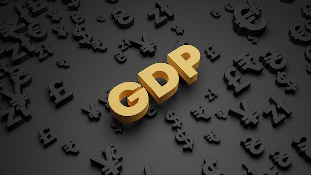 3D Render of golden GDP text