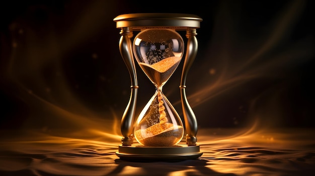 3D render of a golden hourglass with fine details