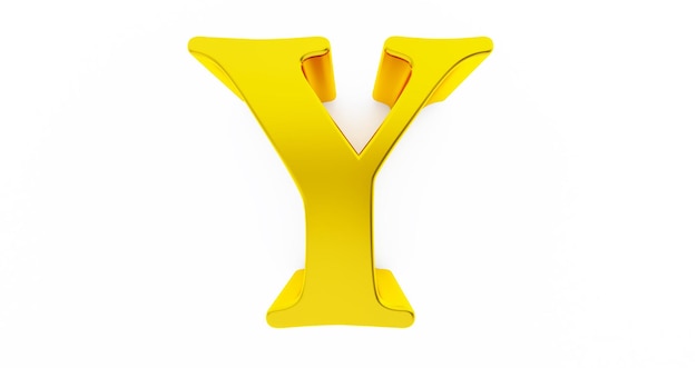 3D render of golden letter Y isolated on white background