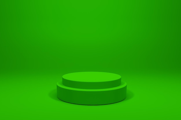 Illustrazione del podio del cilindro a tema di colore verde con rendering 3d