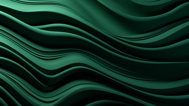 3d render green in the form of waves