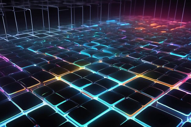 3D render of grid glowing on abstract pattern stock illustration