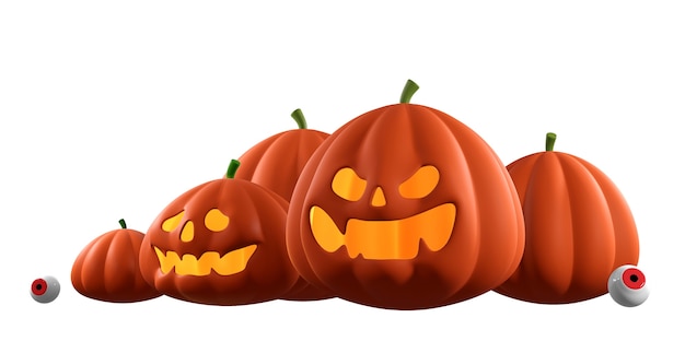 3D render of Halloween pumpkins isolated