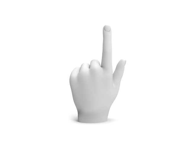 3D render of a hand pointing upside with index finger