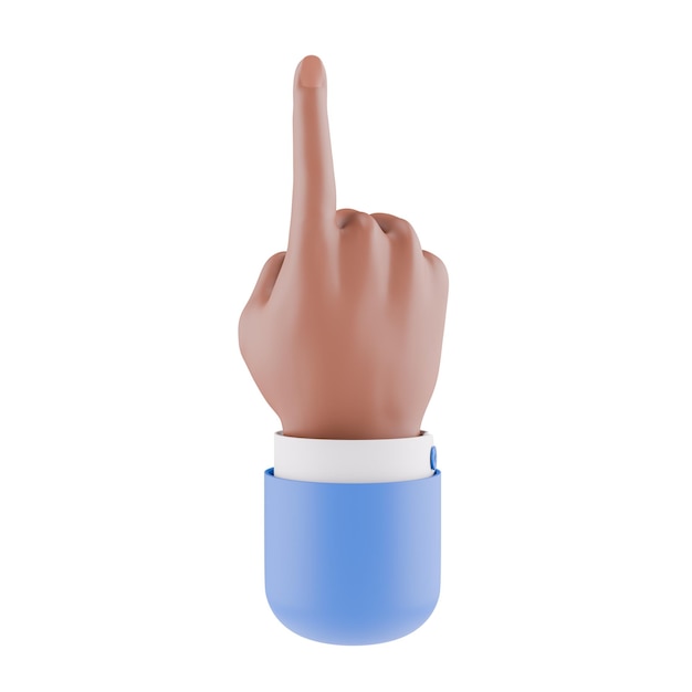 3D Render of Hand Pointing Upward with Blue Sleeve