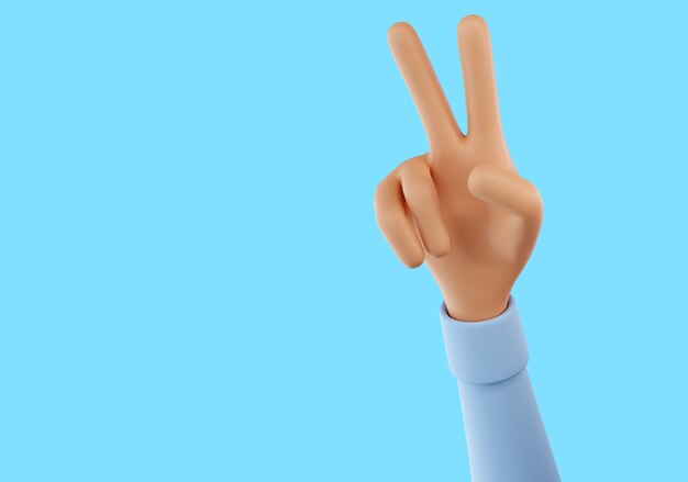 3d render of a hand showing two fingers or peace sign