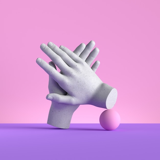 3d render of hands isolated, applause gesture