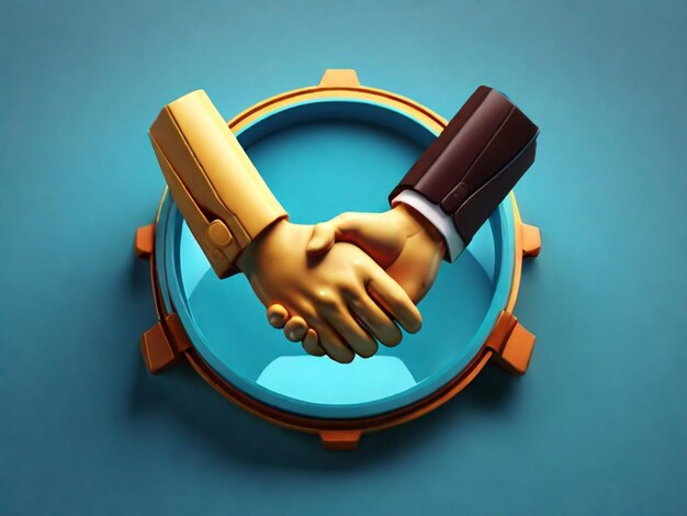 Foto 3d render handshake icon concetto di business isolato