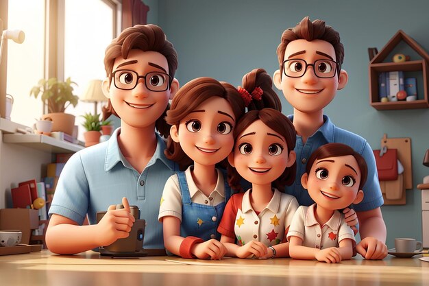 3d render of a happy family